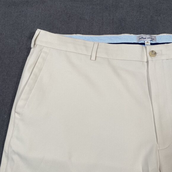 Peter Millar Beige Mens Tailored Chino Golf Shorts Size 42 Striped Lining Button - Picture 7 of 12